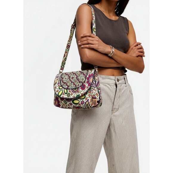 Vera Bradley Handbags - Vera Bradley Purple Pink Green Yellow Viva La Vera Floral Boho‎ Shoulder Bag